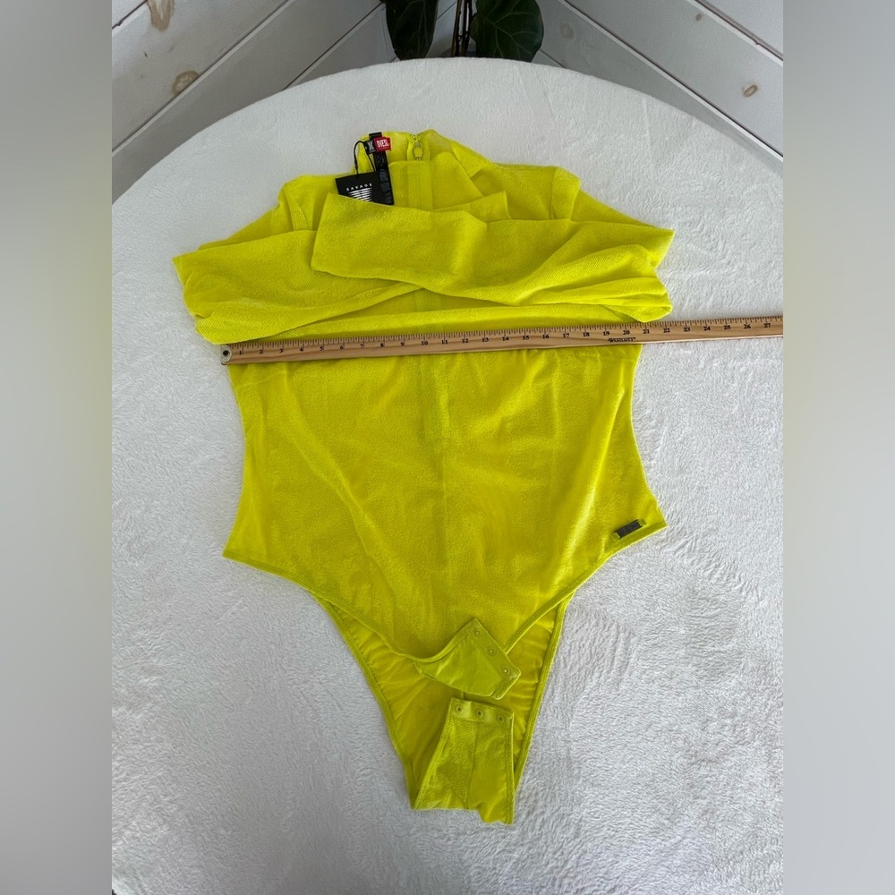 DIESEL × SAVAGE FENTY by RIHANNA Long Sleeve Bodysuit in Neon Tease Green Yellow - Picture 17 of 17